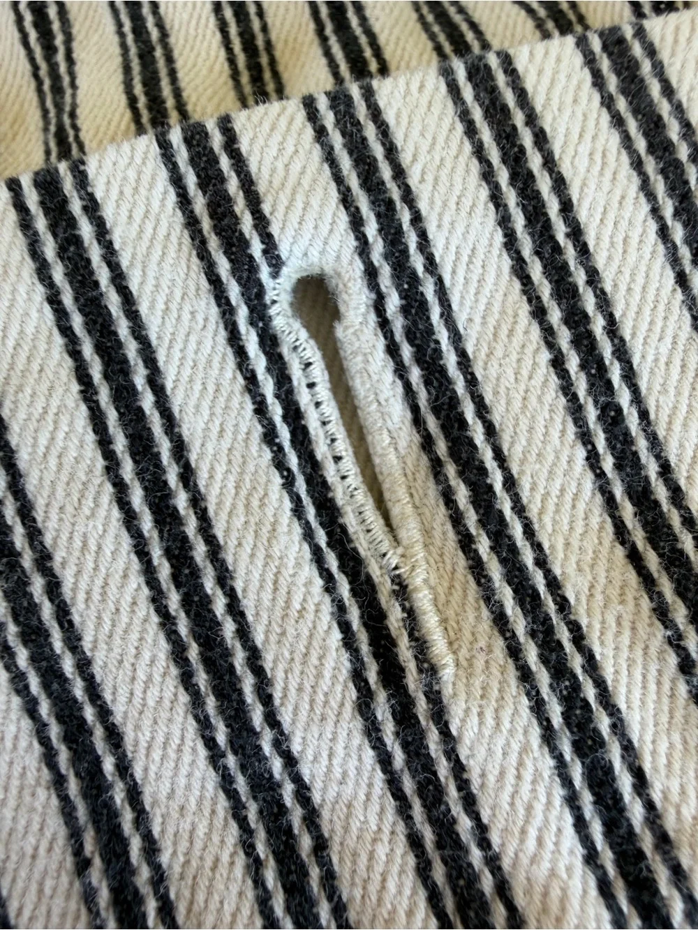 Pottery Barn Ticking Stripe Ruffle Shower Curtain Black White 100% Cotton 65x70